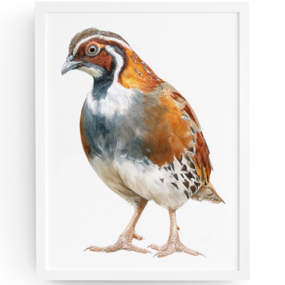Watercolor Quail Wall Art Print, Unframed - Vibrant Nature-Inspired Home Decor